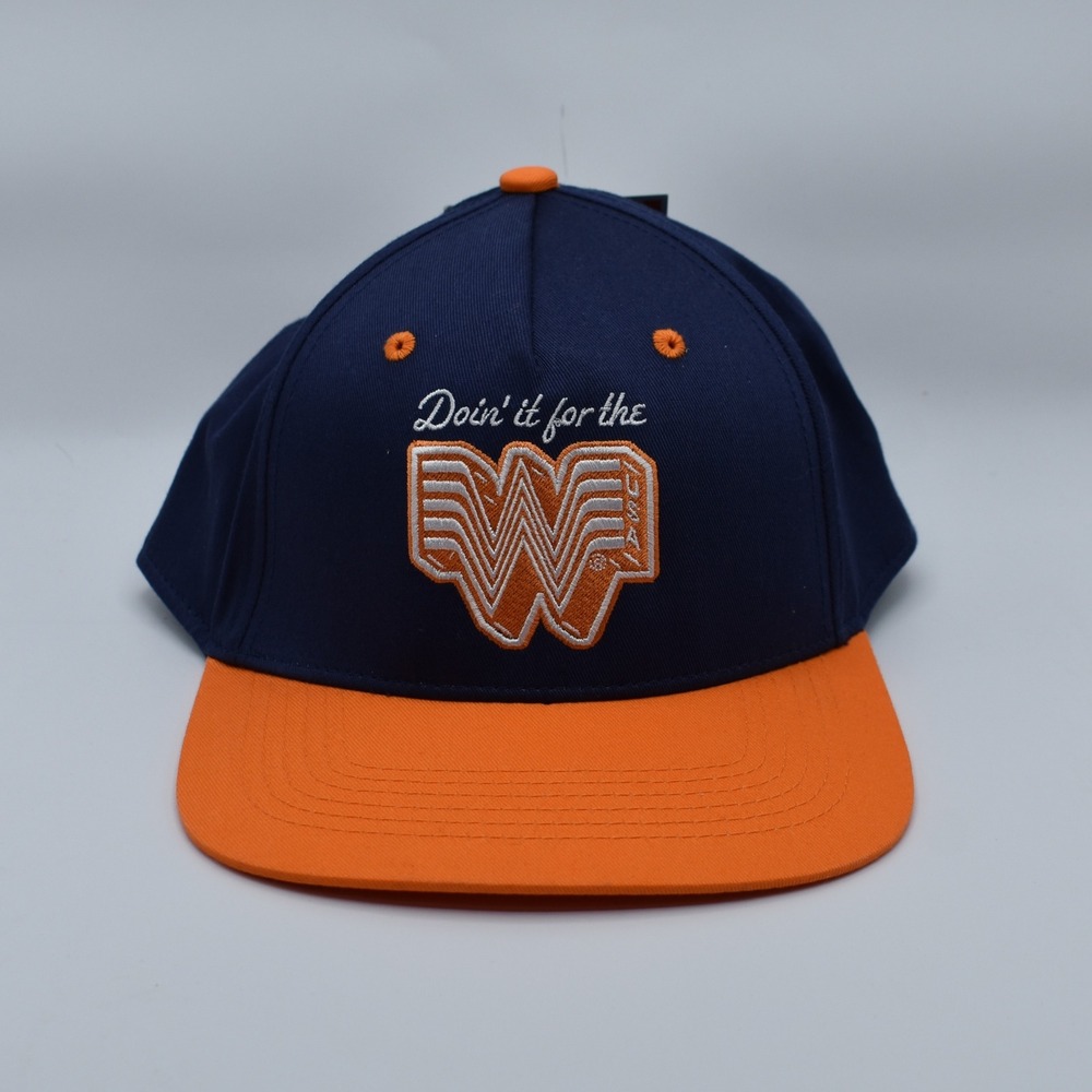 Whataburger Doin' It For The W Adjustable Snapback Hat Cap Blue Orange OSFM NWT